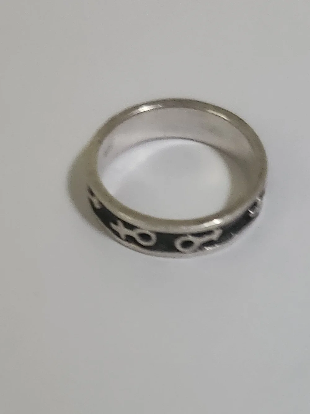 925 Sterling Silver Vintage Mexico Gender Symbols Band Ring Size 6. 25